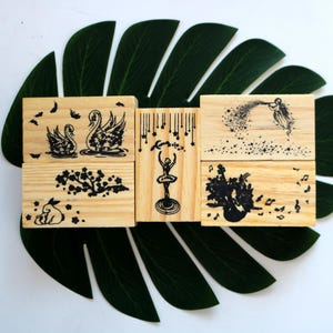 Dekorativer Holz Stempel Für Kartenherstellung Scrapbooking Journal Tagebuch Planer Filofax DIY Bergkaninchen Swan 5 Style