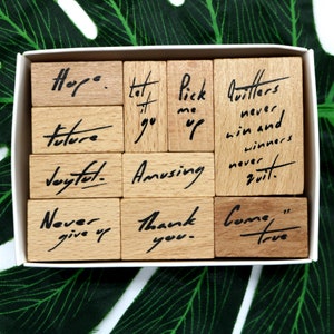 Houten rubberen stempelset Letters voor Planner Journal Account 10st