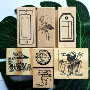 Vintage Wood Rubber Stamps For Journal Diary Notebook Decoration Scrapbooking Gift Box Flamingo 7 Styles