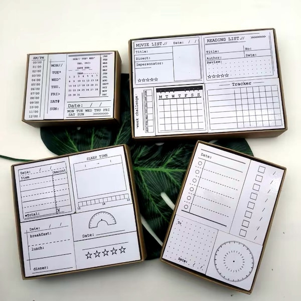Planner Rubber Stamp Set: Date, Weekly, Habit Tracker