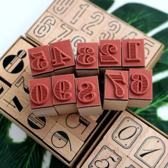 Yuanchu Houten rubberen stempel met nummer 0 tot 9, 10 stuks, cijfers, houten stempel, stempelset voor doe-het-zelf wenskaarten, scrapbooking, handwerk, kaarten maken, planner, handwerk, accessoires