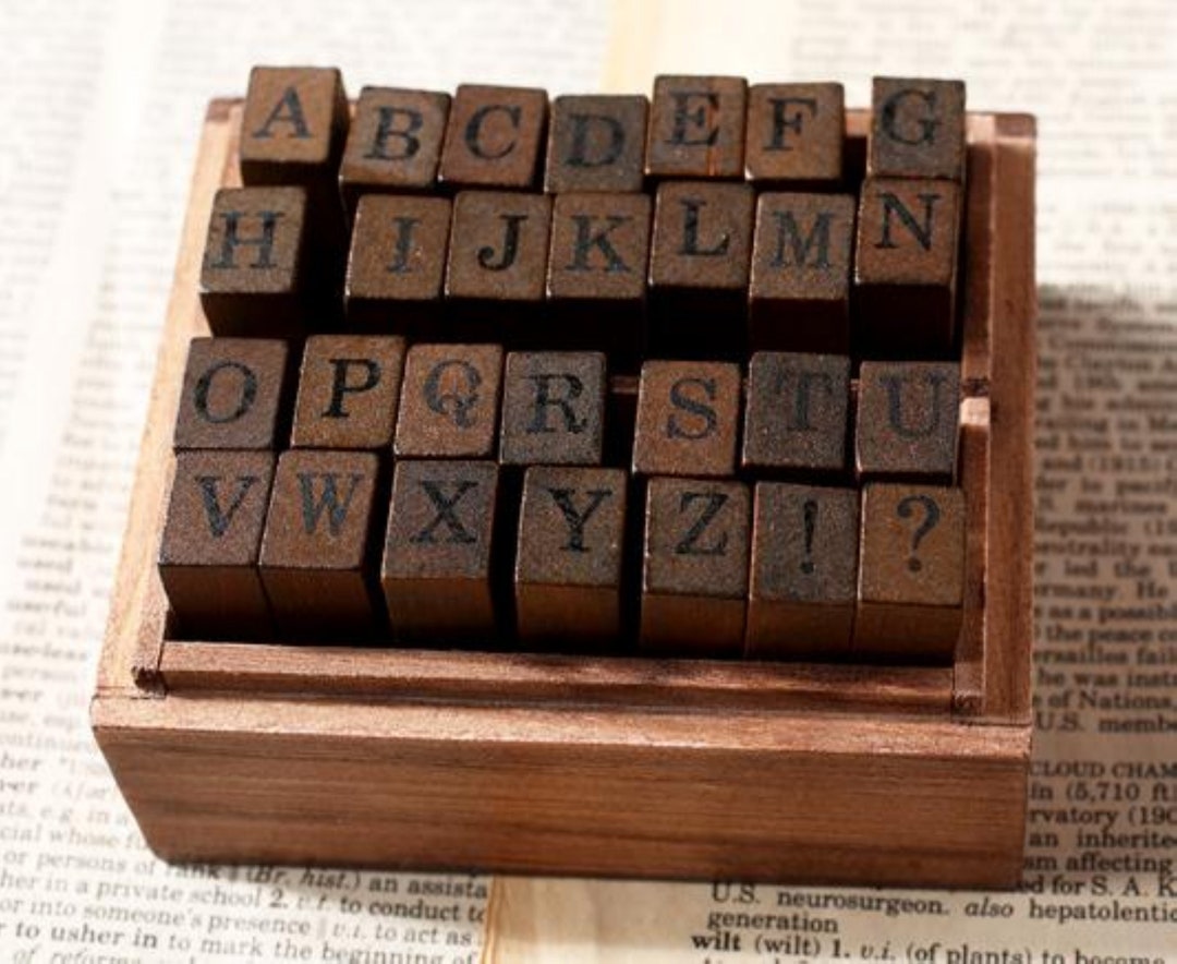 28 Pcs Rubber Alphabet Stamps Set Diary Stamps With Wood Box Etsy
