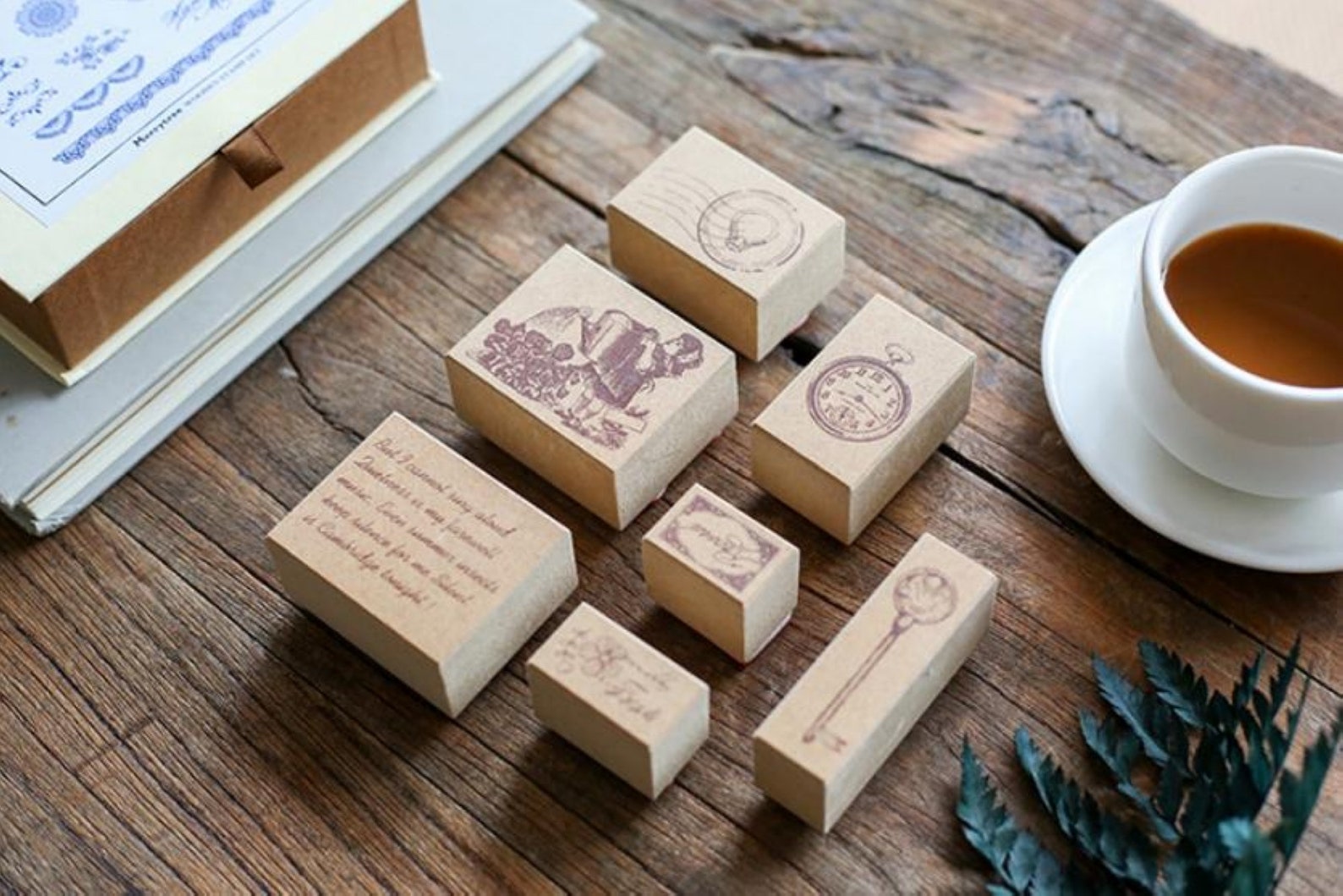 Journal Stamp Set Vintage Rubber Stamps Set Wooden Stamps Etsy