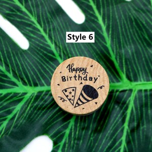 Sellos de goma de madera con la frase "Feliz Cumpleaños": para hacer tarjetas y álbumes de recortes (6 estilos) Style 6