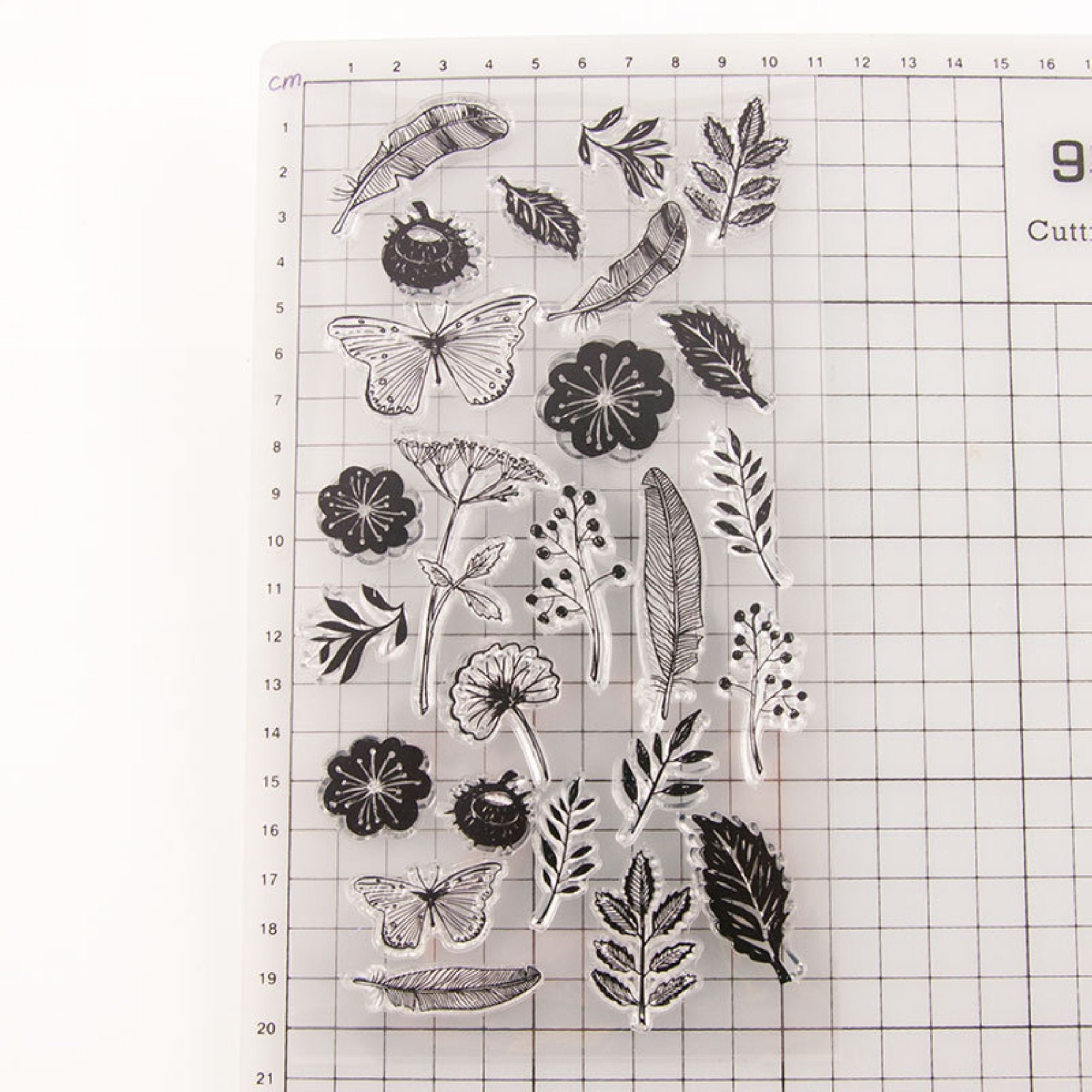 Clear Floral Stamps Butterfly Feather Leaves Stamp | Etsy