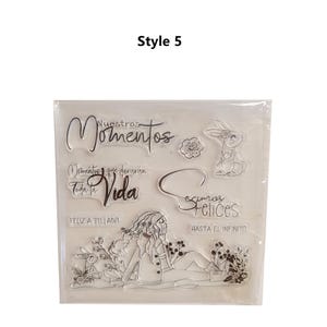 Juego de sellos vintage: creación de tarjetas, scrapbooking, diario, buzón, farola, 18 estilos Style 5