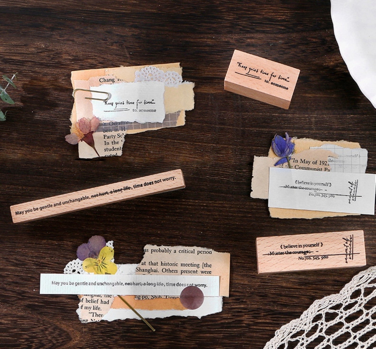 English Sentences Stamps Set of 7pcs Wood Rubber Stamps for Etsy