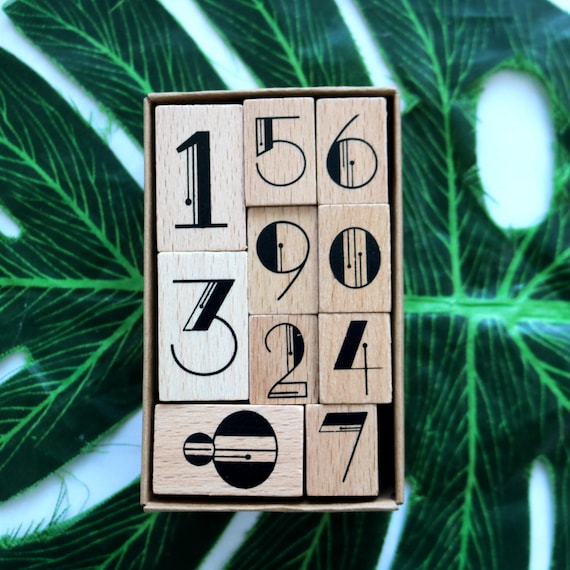 Wooden Number Stamp Set: Scrapbooking Journal Planner (10pcs)