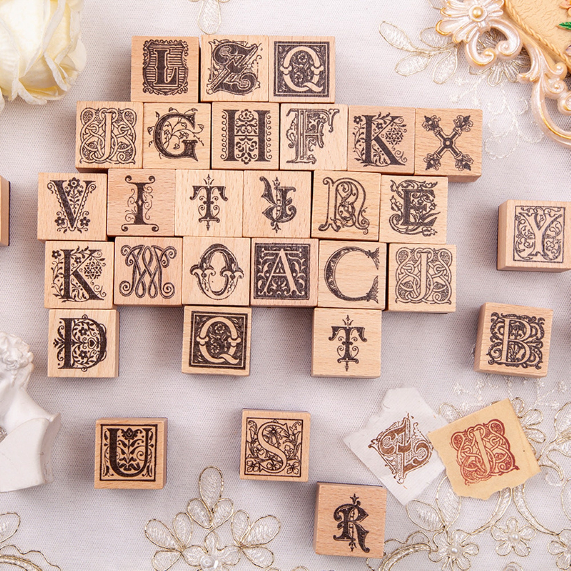 Large Alphabet Stamp Vintage Wood Rubber 26 Letters Stamp for Paper Stamping  Album Journal Decoration Scrapbooking Ornaments DIY 