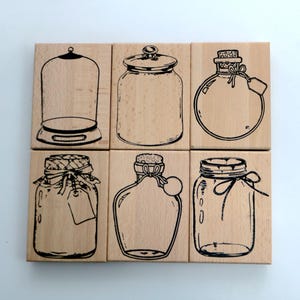 Grande Garrafa Jarra Tampa De Vidro Carimbo De Madeira Carimbo De Borracha Para Fazer Cartões Scrapbooking Diário Decorativo Coleção Ferramenta 6 Estilos
