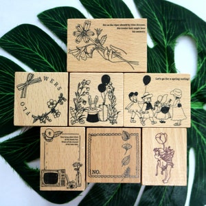 Fai da te, biglietti, scrapbooking, diario, decorazione, timbro, fiori carini, tulipani, fiocco, timbro postale, ghirlanda, foglie, coniglio, cornice, 8 stili