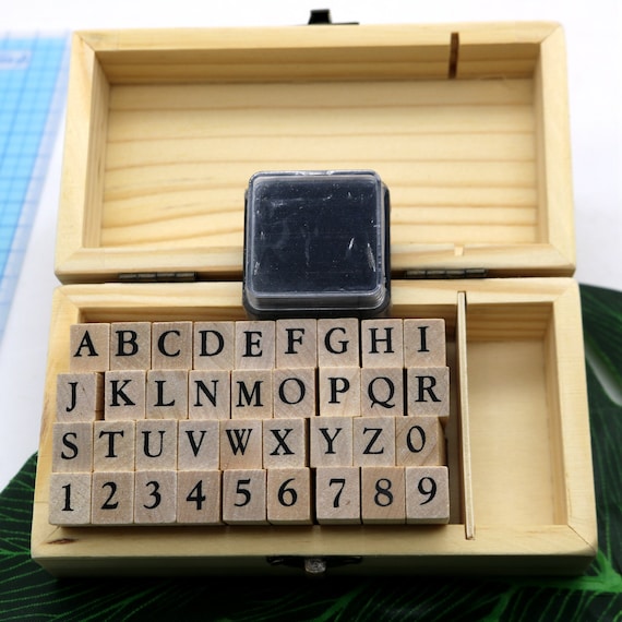 80 pezzi Set di timbri per lettere, lettere dell'alfabeto set di numeri numeri e simboli con tampone di inchiostro, lettere con timbri in legno per scrapbooking arte artigianato creazione di cartoline