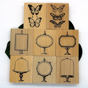 Pieczątka szklana motyl lustrzany drewniany stempel gumowy do tworzenia kartek scrapbooking dekoracyjny dziennik notatnik 8 stylów