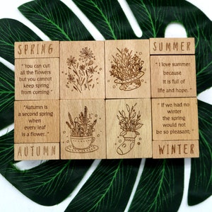 Conjunto de carimbos florais de primavera, verão, outono e inverno, para fazer cartões, scrapbooking, diário e artesanato, 4 estilos
