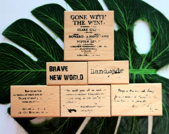 Fragmented Words Wood Rubber Stamp Background Stamp For Card Making Scrapbooking Journal Diary Decoration DIY 6 Style