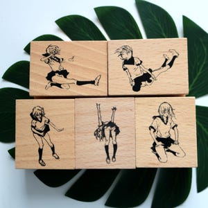 Strange Girl-stempel, dagboekstempel, houten rubberstempel, dagboekstempel, 7 stijlen