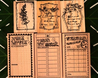 Large Vintage Background Floral Rubber Stamp: Leaf Journaling Scrapbooking Planner Decor