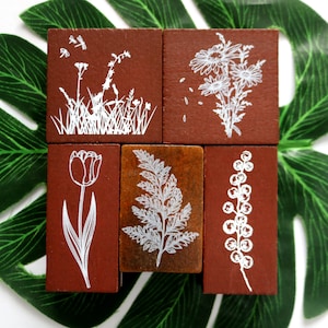 Blumen Holz Stempel: Tulpen, Kamille, DIY Handwerk