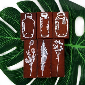 Bouteille bois floral tampons en caoutchouc fleurs feuilles timbre pour fabrication de cartes scrapbooking journalisation bricolage 6 Style