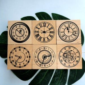 Relógio de carimbo de madeira Relógio de carimbo de borracha Cartão de fazer Scrapbooking Diário decorativo Ferramenta de coleção de diário
