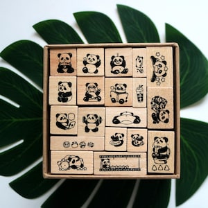 Panda Dagboek Stempelset Hout Rubber Journal Postzegels Kaarten Maken Scrapbooking Journaling Decoratief hulpmiddel