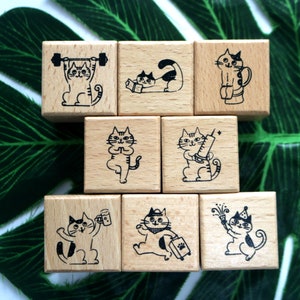 Niedliche Katze Holz Stempel Tagesplaner Stempel Für Handwerk Dekorativ Journal Tagebuch Planer Sammlung Sammelalbum 8 Styles