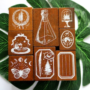 Lindo carimbo floral, carimbo de montanha, lua, para carimbo de papel, scrapbooking, cartão, diário, álbum, decoração, 8 estilos