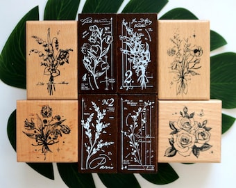 Blumen Holz Stempel: Rose & Blumen Motive