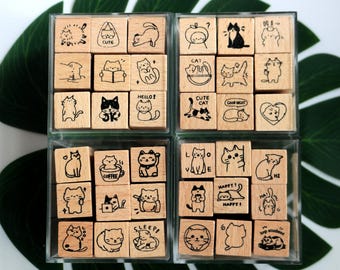 Cat Rubber Stamp Set of 9pcs Card Making Scrapbooking Journaling Tool 4 Style