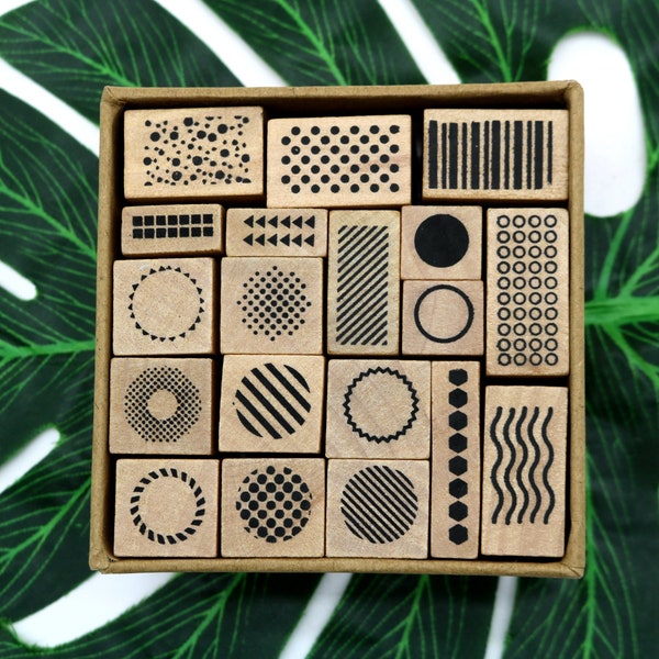 Simple lines, Geometric Wooden Rubber Stamps Set For Journal Scrapbooking Planner DIY Craft