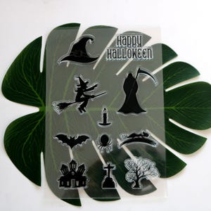 Conjunto de 9 carimbos de feiticeiro de fantasmas de Halloween com estilo de morcegos, aranhas, borboletas, carimbos de amor para fazer cartões, scrapbooking, diário, ferramenta de decoração