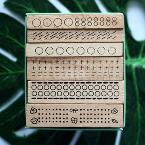 Set di 6 timbri linea geometrica per planner, diario, Filofx, gomma di legno