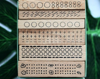 6pcs Geometry Line Stamp Set For Planner, Journal, Filofx, Wood Rubber