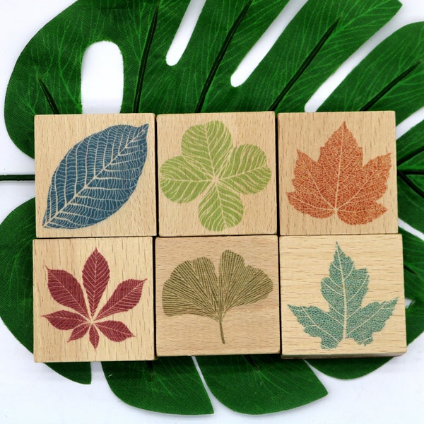 Leavies Wood Rubber Stamp For Scrapbooking Card Making Art Journal Decoration DIY Maple Leaf Ginkgo Leaf Bodhi Leaf Clover 8 Style
