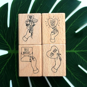 Love Gesture Rubber Stamp Set: Card Making, Scrapbooking (3x4 cm)