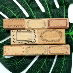 Étiquettes de tampon de bordure de cadre vintage, étiquettes de tampon en bois, fabrication de cartes, planificateur de journal, décoration de scrapbooking, style bricolage 8