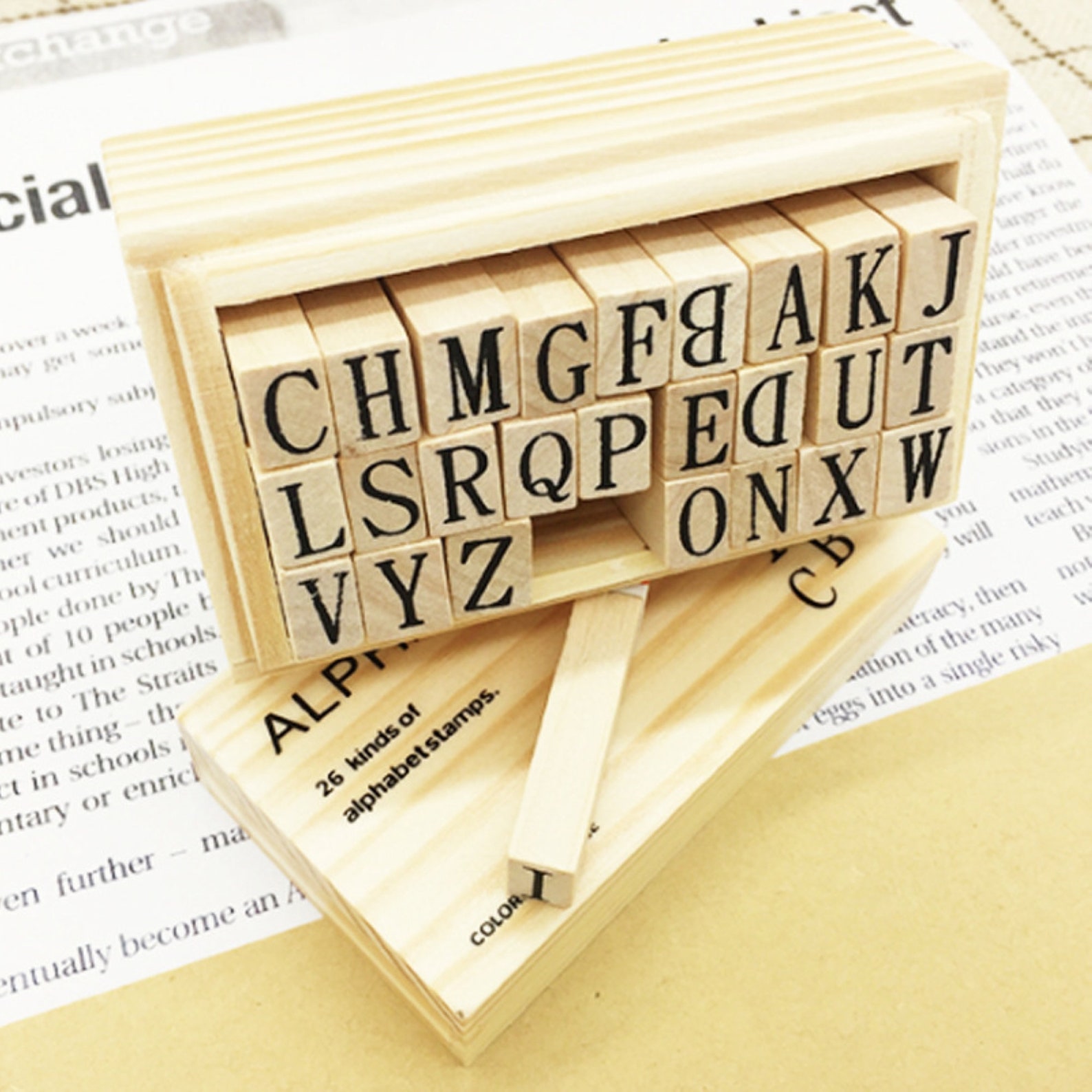 26pcs Letter Stamps Set Wooden Boxvintage Alphabet Rubber Etsy