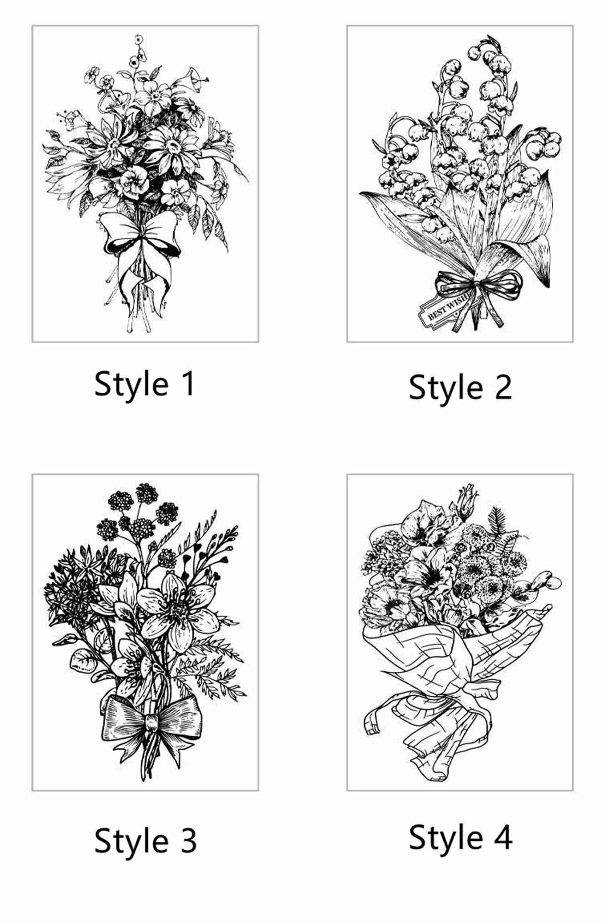 Bouquet Wood Rubber Stamp Flowers Stamps for Card Making Etsy