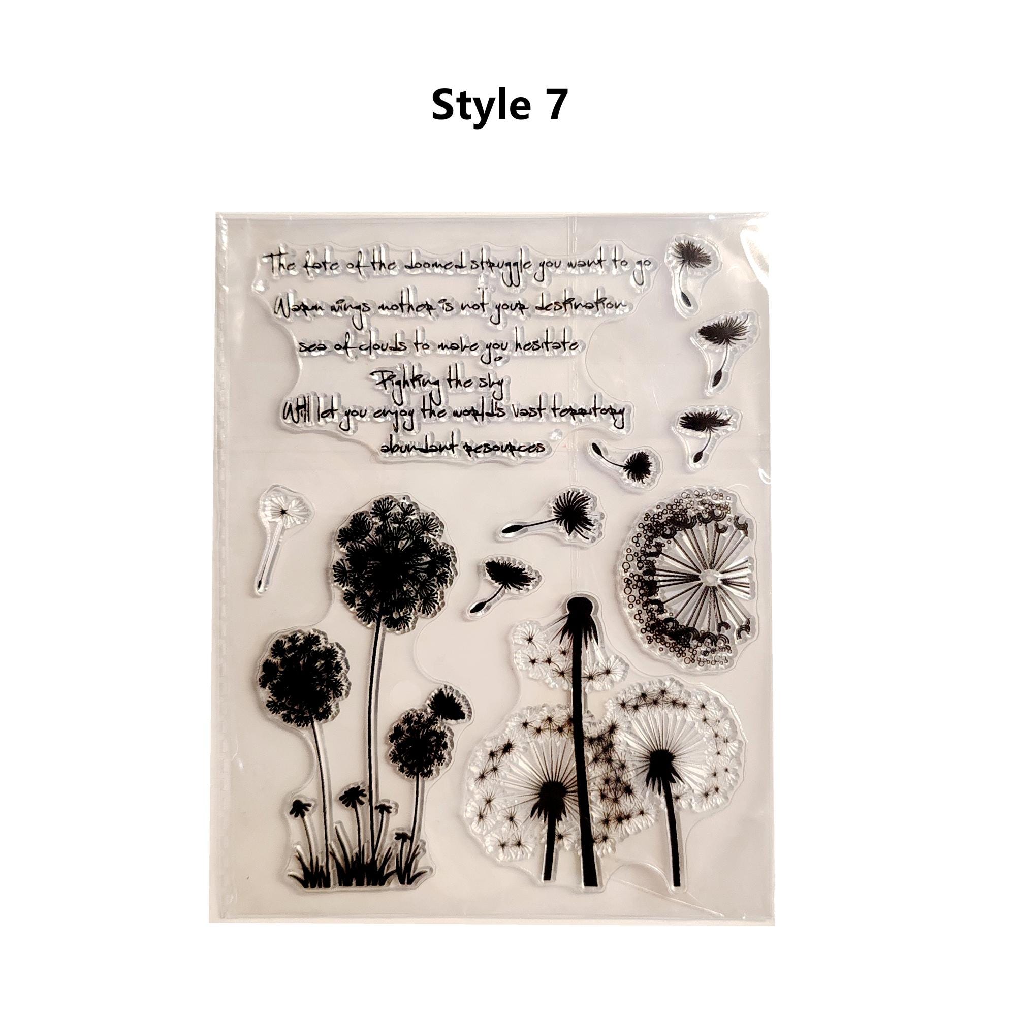 Timbri Trasparenti In Silicone Con Dente Di Leone - Set 16x21 Cm Per Scrapbooking E Biglietti Fai Da Te - 3