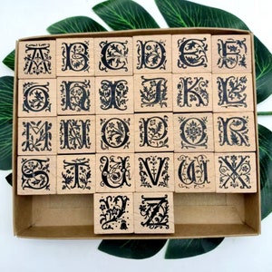 Bonito sello de goma de madera con 26 letras del alfabeto para hacer tarjetas, álbumes de recortes, diarios, planificadores, decoración, bricolaje