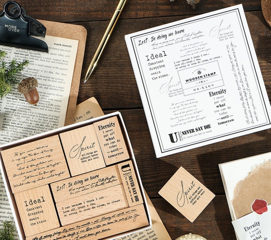 Vintage English Sentences Stamp Set for Scrapbook Bullet Etsy
