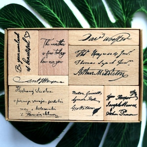 English Sentences Stamps Set of 8 pcs Vintage Wood Rubber Stamps For Card Making Scrapbooking Decorative Journaling Diary