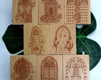 Fenster Blumen Holz Stempel: Kartengestaltung, Scrapbooking