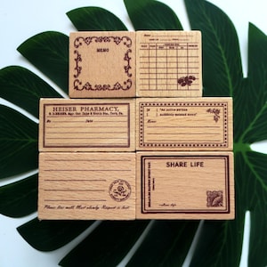 Labels Tags Wood Rubber Stamp For Card Making Diary Journal Planner Decorating 6 Style