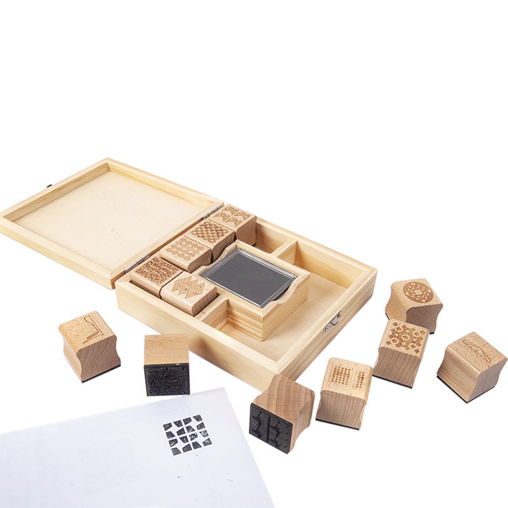 Wooden Rubber Stamps Set With Wood Box and Ink Pad For Kids Etsy