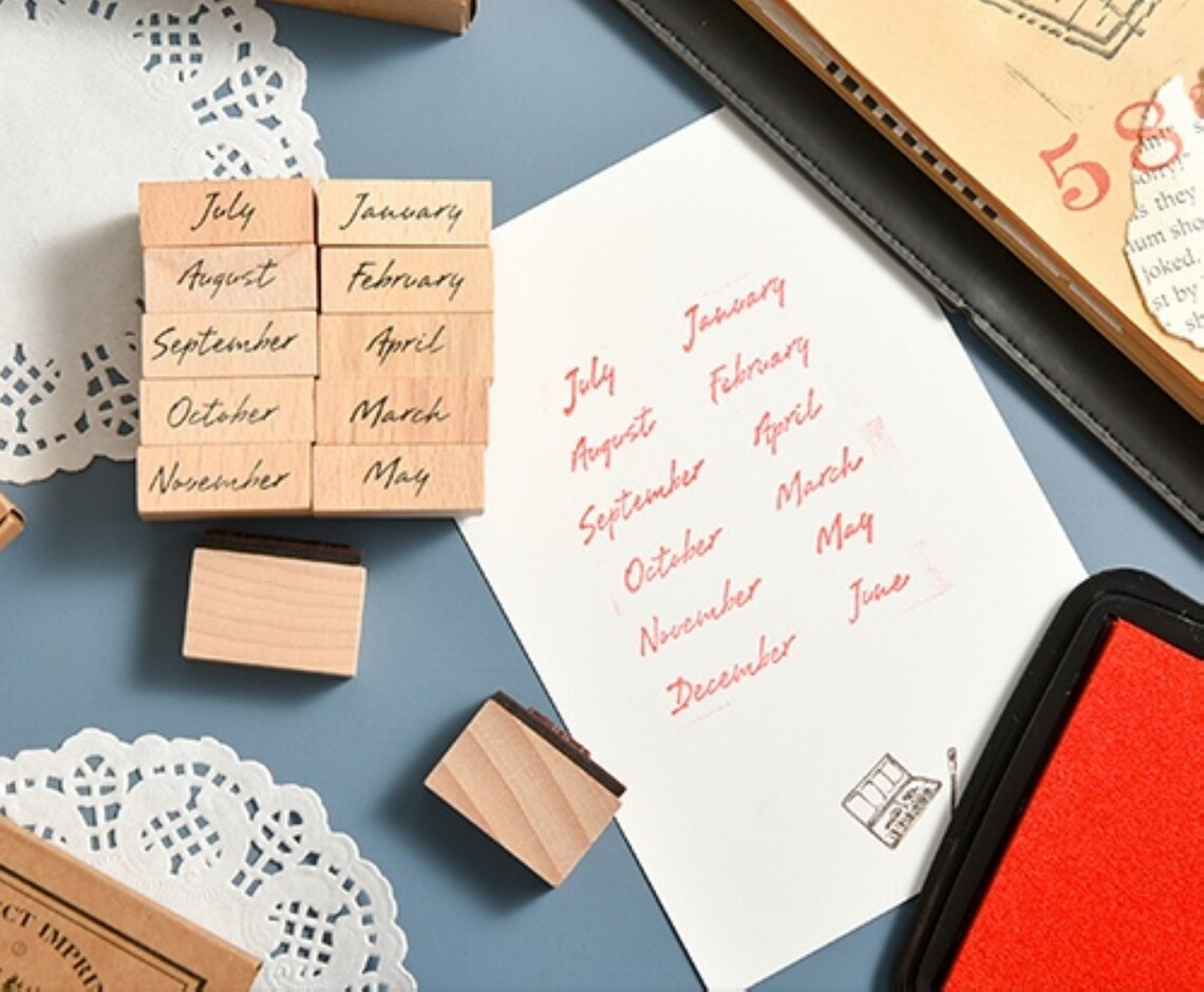 Month Rubber Stamp Set for Planner Diary Bullet Journal 12pcs Etsy
