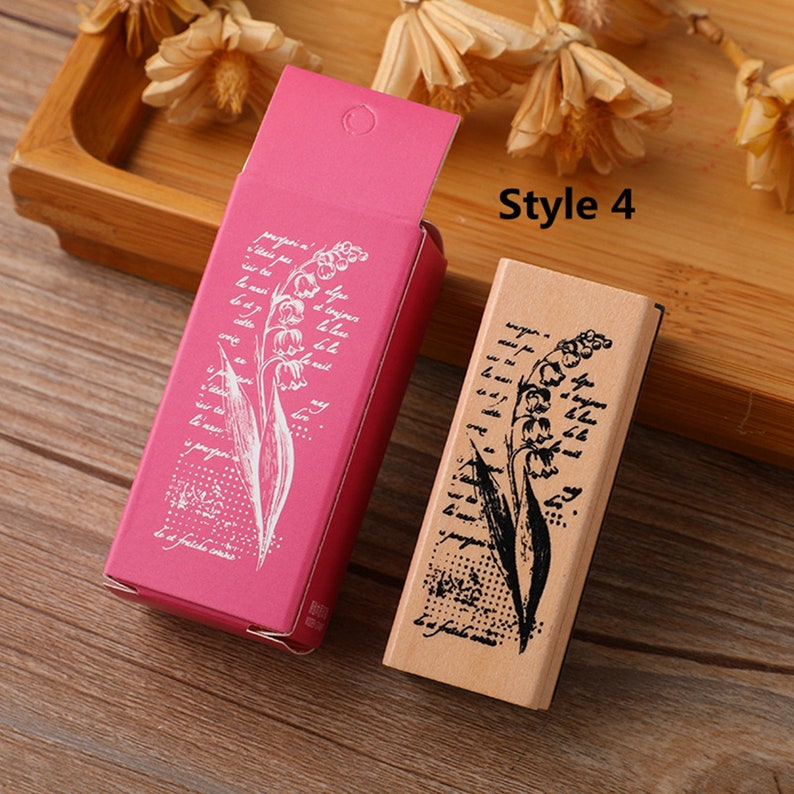 Vintage Floral Stamp Wood Rubber Stamp for Card Making Etsy