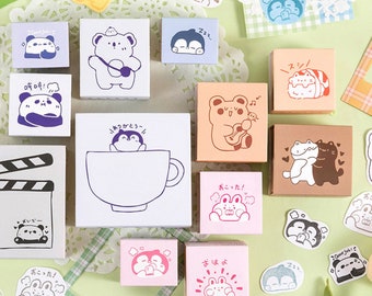 Cute Animals Stamp For Scrapbooking Gift Wrapping Album Journal Decorating DIY Panda, Koala Kitten Bunny Penguin Bear12 Style