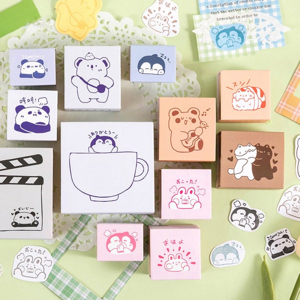 Cute Animals Stamp For Scrapbooking Gift Wrapping Album Journal Decorating DIY Panda, Koala Kitten Bunny Penguin Bear12 Style