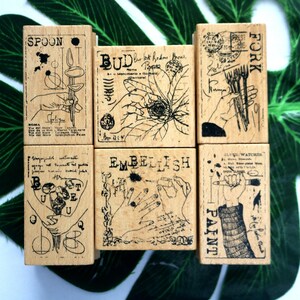 Retro Holz Stempel Für Kartenherstellung Journal Sammlung Planer Tagebuch Vintage Dekoration DIY 6 Style